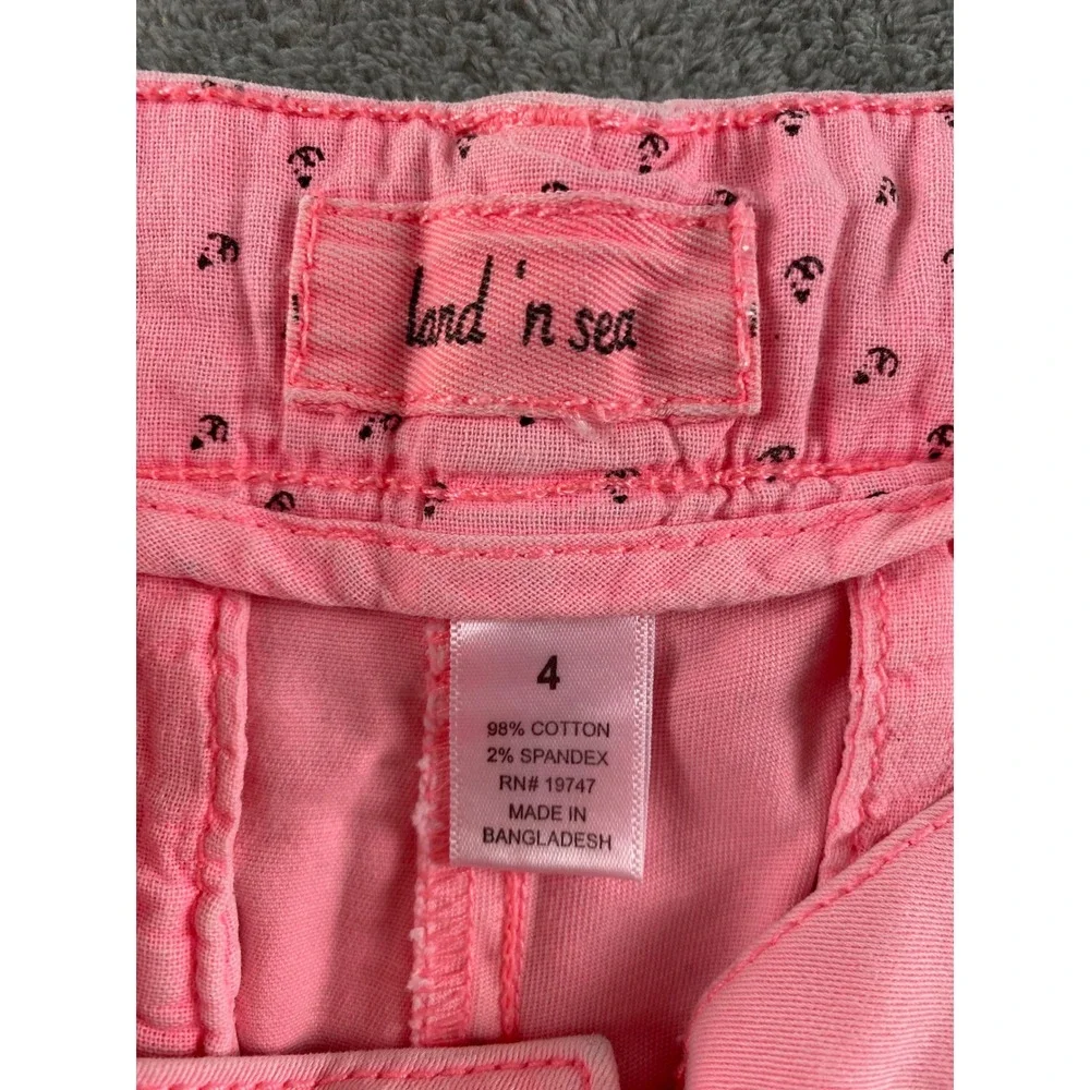 Land 'n Sea Womens Pink Chino Shorts Sz 4 Mid Rise Stretch Cotton Summer Casual
